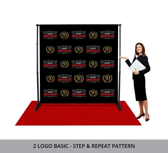 10 Ft. Adjustable Step and Repeat - 18oz Vinyl Banner (Telescopic)